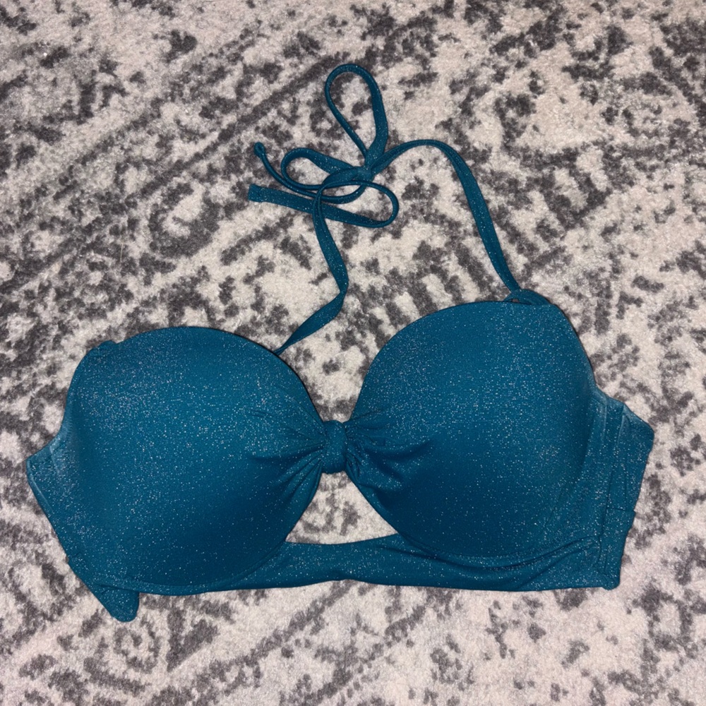 Sparkly Teal Bikini Top